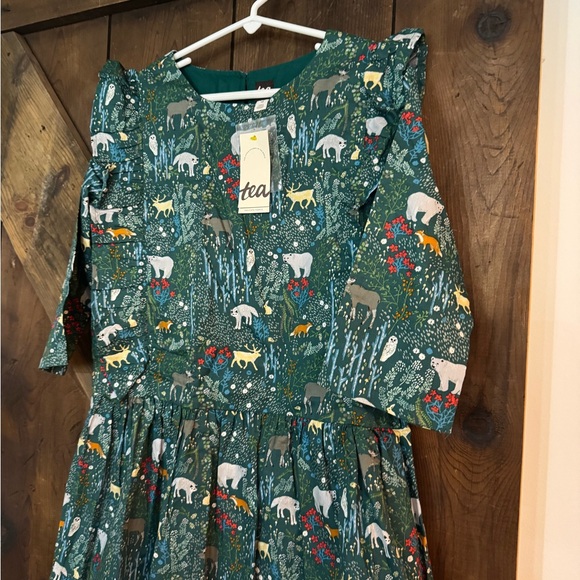 Tea Collection Forest Green Animal Pattern Dress - Picture 5 of 6